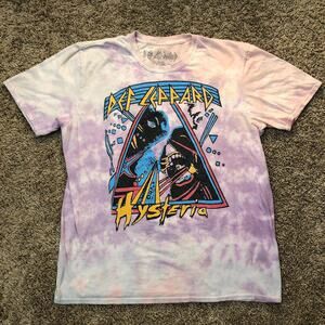 Men's Pastel Tie-Dye Def Leppard Hysteria Graphic Tee